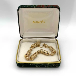 Vintage Ming’s 14K Gelbgold geschnitztes Fass Armband 7,5" - 0,66 ozt (YAK-3) - Bild 1 von 7