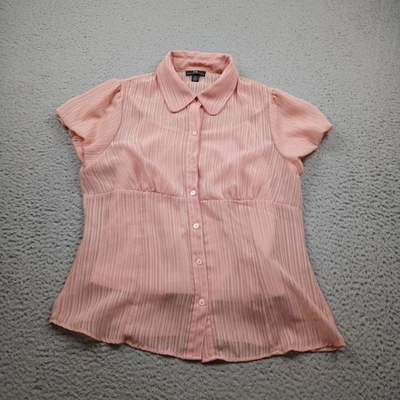 Top IZ Byer California para mujer XL rosa manga corta abotonada Foto 1 de 4