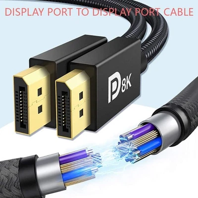 Display Port to Display Port Cable 1.4 DP to DP 8K High Speed Video Audio 60Hz - Image 1 of 4