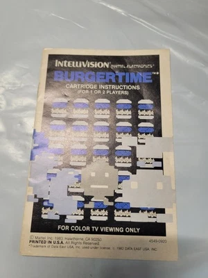 Burger Time Intellivision MANUAL ONLY Authentic Mattel MANUAL - Image 1 of 2
