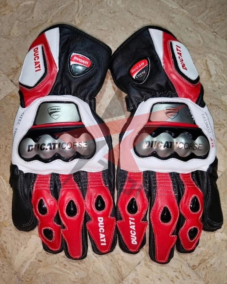 Ducati Corse Воловья кожа Мотоциклетные Гоночные Перчатки| Одобрено CE| Все Размеры - Изображение 1 из 4
