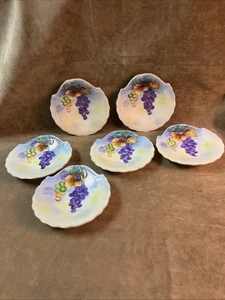 1960s Lefton porcelain sm  dish Lot of 6 hand painted vintage Grape design Bowls - Picture 1 of 5