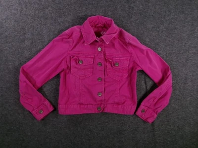 GAP Kids 1969 Denim Jacket Girl Medium Hot Pink Biker Jean Trucker Preppy - Image 1 of 4