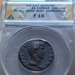 AELIUS as Caesar 136-138 AD. Rome Æ As Dupondius Spes ANACS Authenticated - Picture 1 of 4