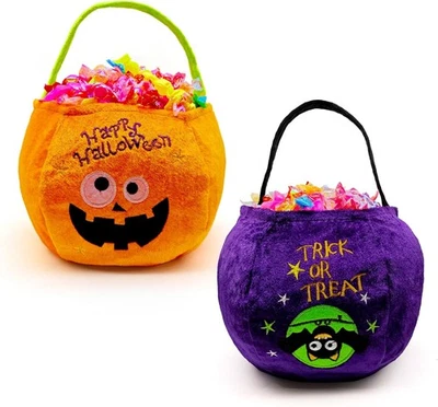 Paquete de 2 bolsas de truco o trato de Halloween AIMI cubos de murciélago calabaza porta dulces para  Foto 1 de 4