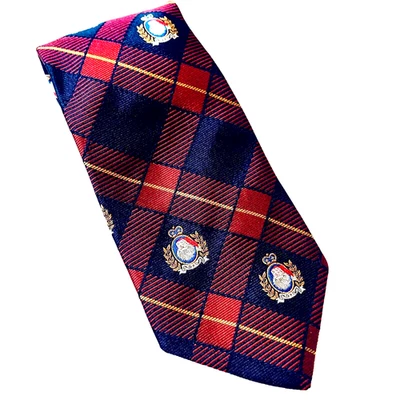 Lands End 100 % seda Papá Noel Navidad hombre corbata azul rojo a cuadros 4” X 57” EE. UU. Foto 1 de 4