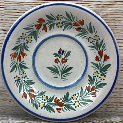 Декоративное блюдо керамическая тарелка с ручной росписью с цветочным рисунком Henriot Quimper France - Изображение 1 из 4