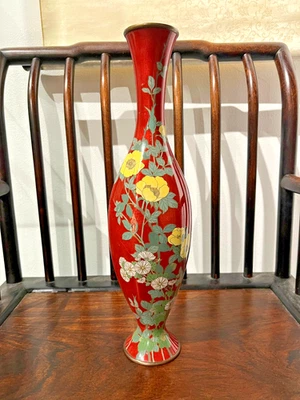 Large old Japanese Meiji period cloisonne vase - AS IS - Image 1 of 4