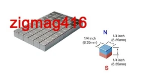 1/4" x 1/4" x 1/4" thick, N52, Rare Earth, Neodymium Block Magnet - Pack of 20 - Foto 1 di 1