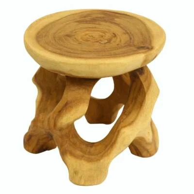 Hocker Blumenhocker Rundhocker Teakholzhocker Holzhocker Teakholz Natur 20cm - Bild 1 von 4