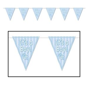 Baby Shower It's a Boy All-Weather Pennant Banner Plastic Blue Boy Decorations