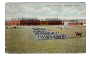 PPC POSTCARD WASHINGTON SPOKANE FORT WRIGHT MILITARY POST WITH SOLDERS IN UNIFOR - Picture 1 of 2