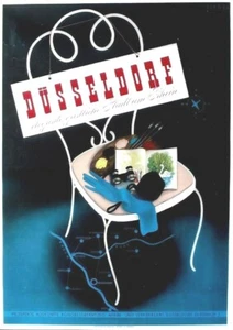 Original Vintage Plakat DÜSSELDORF DEUTSCHLAND RHEINTAL um 1950 - Bild 1 von 1