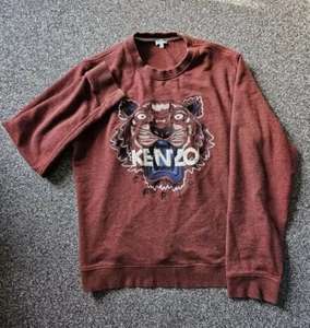 Kenzo Sweatshirt Women's XL ~ Tiger Print Embroidered Brown/Red Paris Jumper - Picture 1 of 10