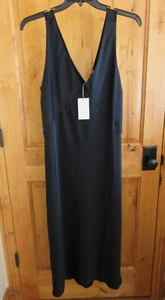A NEW DAY SLIP DRESS SIZE XL NWT BLACK V-NECK SILKY POLYESTER 14" VENTS SLVLESS - Picture 1 of 5