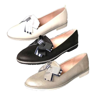 WOMENS LADIES FLAT SHOES LOAFER PUMPS WITH BOW - Picture 1 of 18
