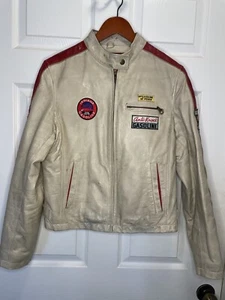 Wilsons Leather Red/Beige Racing Jacket - WOMENS - ULTRA RARE “Michigan Maid” - Picture 1 of 15