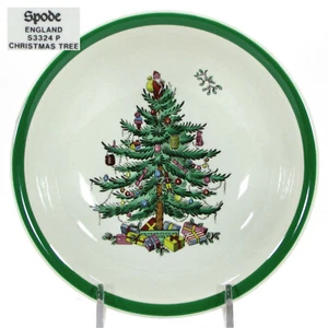 Vtg Spode England CHRISTMAS TREE 8oz Cereal Oatmeal 6.25" Bowl Green Rim S3324-P - Picture 1 of 11