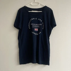 T-shirt donna Abercrombie&Fitch blu navy con logo taglia L Y2K streetwear Burlington Graden - Foto 1 di 13