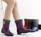 Waterproof Fur Lined Wellies Women Outdoor Wellington Boots Rain Snow Shoes Warm