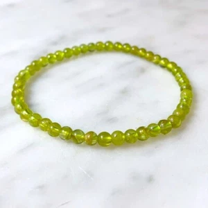 Natural Peridot 4mm Beaded Healing Women Men Green Crystal Bracelet Xmas Gifts - Picture 1 of 7