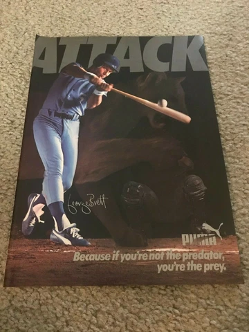 Vintage 1985 GEORGE BRETT PUMA Baseball Shoes Poster Print Ad KANSAS CITY ROYALS Cover