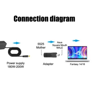 200W Laptop Power Adapter DC Female To Asus Square Adapter For ROG 16 14 Air _ou - Zdjęcie 1 z 22