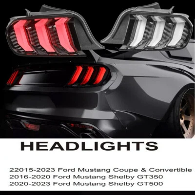Luz trasera señal de giro secuencial LED negra para Ford Mustang Shelby GT 2015-2023 Foto 1 de 4