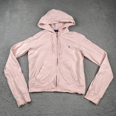 Sudadera corta vintage Ralph Lauren para mujer grande rosa cremallera completa algodón ligero Foto 1 de 4