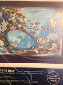 Sunset Crewel Embroidery Kit,BEAUTY & THE REEF,Dolphins,sharks,angel fish,11074 - Picture 1 of 4