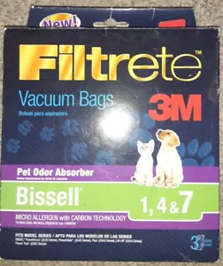 Filtrete Bissell 1, 4 & 7 Vacuum Bags for 3520 3545 3550 3554 6592 pet odor 3/pk - Picture 1 of 1