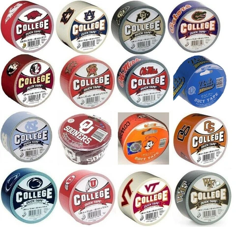 College & University Duck Tape NCAA U-CHOOSE 37 schools Craft Fans Tailgate DUCT Cover