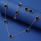 Five Leaf Flower Jewelry Set Stainless Steel Bracelet Women's Necklace