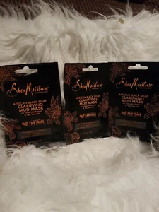 3x Shea Moisture African Black Soap Clarifying Mud Face Mask .5oz acne prone New - Picture 1 of 3