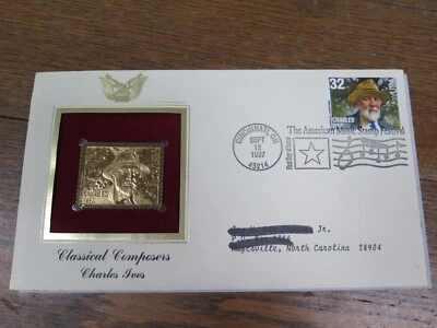 Vtg CHARLES IVES 22kt Stamp first day Issue 1997 American Music Stamp Postage - Image 1 of 4