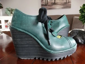 Fly London Teal Leather Wedge with Laces 37 - Picture 1 of 10