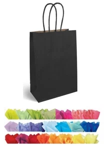 Black Party Gift Bags - Wedding Favour Loot Bag AND Tissue Paper Wrap - Picture 1 of 2