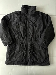 Eddie Bauer Down Jacket Women M Black Full Zip High Neck No Hood Warm - Picture 1 of 10