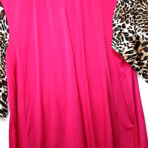 Southern Charm Flatter Tunika Kleid XL rosa Leopardenärmel Swing Boho Herbst NALCN - Bild 1 von 11