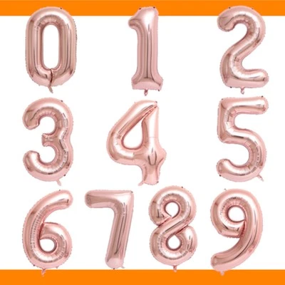 Folienballon 40 80 100 cm Rosegold Luftballon Zahl Helium Zahlenballon groß - Bild 1 von 2