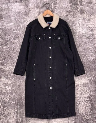 Anthropologie Jacket Medium Womens Pilcro Sherpa Collar Denim Coat Black Wash - Image 1 of 4