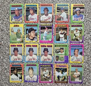 Topps Baseball Sports Trading MLB Card 20 Card Lot Old Vintage 1975 Free Shippin - Picture 1 of 8