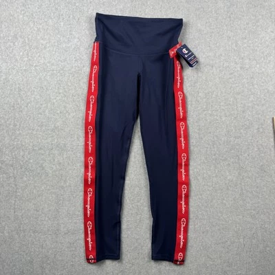 Champion Leggings Mujer S Azul Tiro Alto Rayas Laterales Deletrear Compresión NUEVO Foto 1 de 4