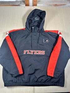 Vintage NHL Jacket Mens 2XL Navy Logo Removable Hood Philadelphia Flyers 1/4 Zip - Picture 1 of 10