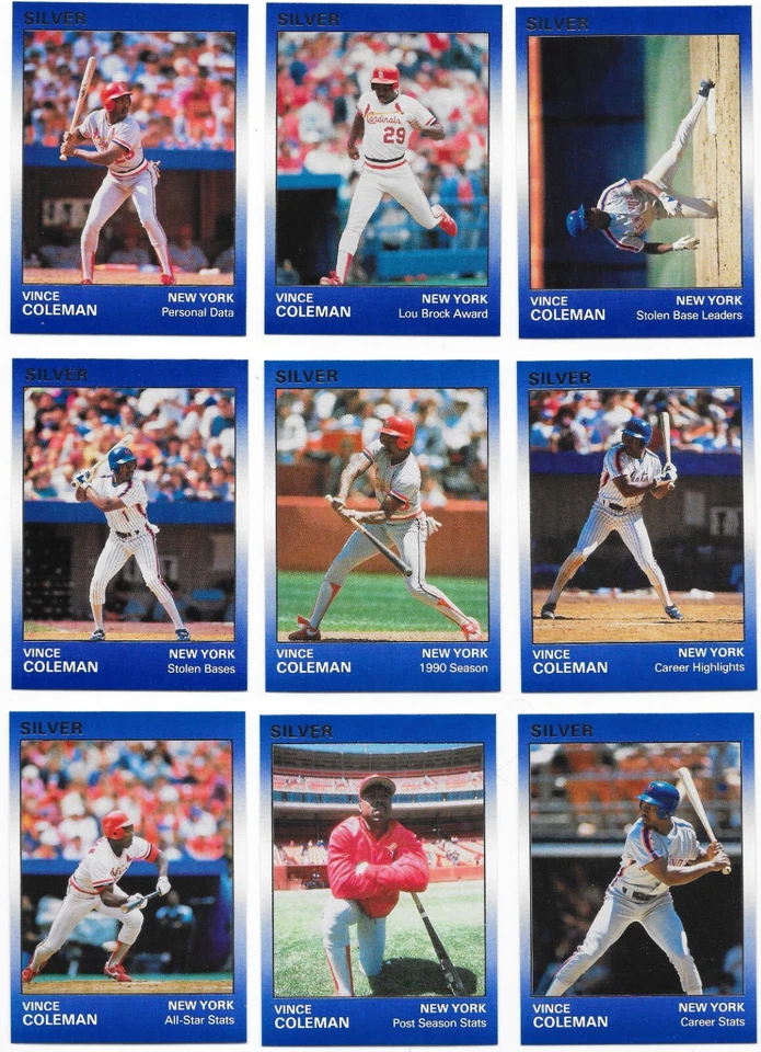 1991 Star Vince Coleman Silver (9) Card Set Only 2000 Sets Made! Mets - Image 1 of 4