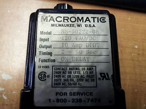 MACROMATIC SS-50222-08 USED GOOD CONDITION SEE PICS 120V 8 PIN 2-60 SEC #B62 - Picture 1 of 4