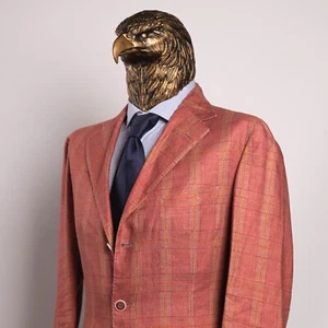 NWOT $2750 SARTORIO Napoli Linen and Silk CHECK Sport Coat Pink 44US/54IT - Picture 1 of 19