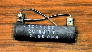 Keramik Leistungswiderstand 2,5K Ohm 20 Watt HE13106 2" lang x 1/2" rund verzinnt - Bild 1 von 2