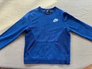 Nike Sweatshirt Youth Boys XL Extra Large Blue Geometric Long Sleeve Sportswear - Picture 1 of 10
