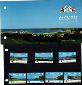 ALDERNEY 2008 25TH ANN ALDERNEY STAMPS SET 7 PRESENTATION PACK MINT NEVER HINGED - Picture 1 of 1